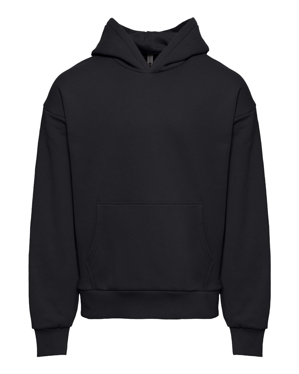 Front View of Black Heavyweight Fleece Hoodie - 9307