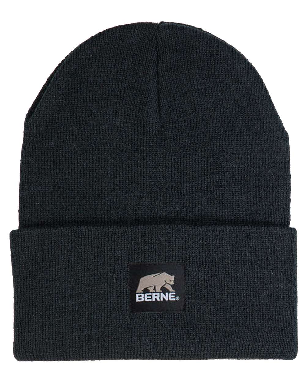 Front View of Black Heritage Knit Cuff Beanie - H150