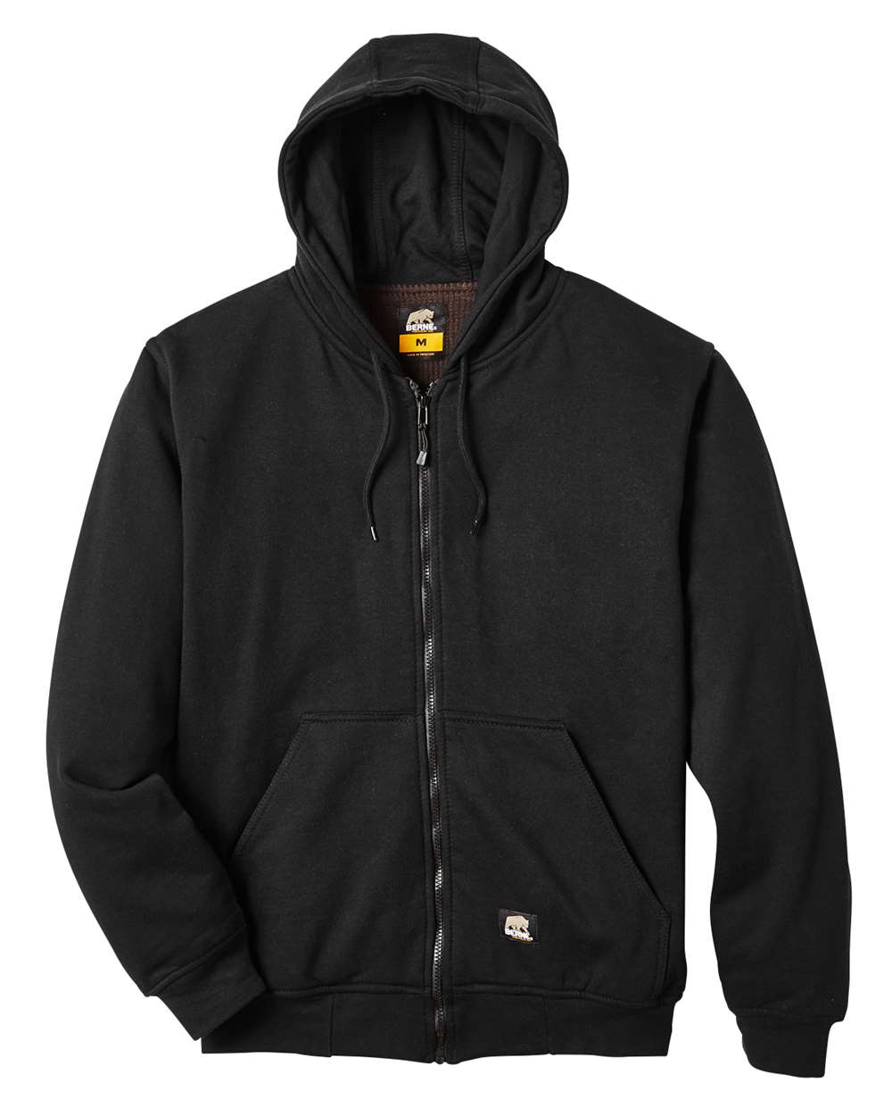 Front View of Black Heritage Thermal Lined Hooded Sweatshirt - SZ101