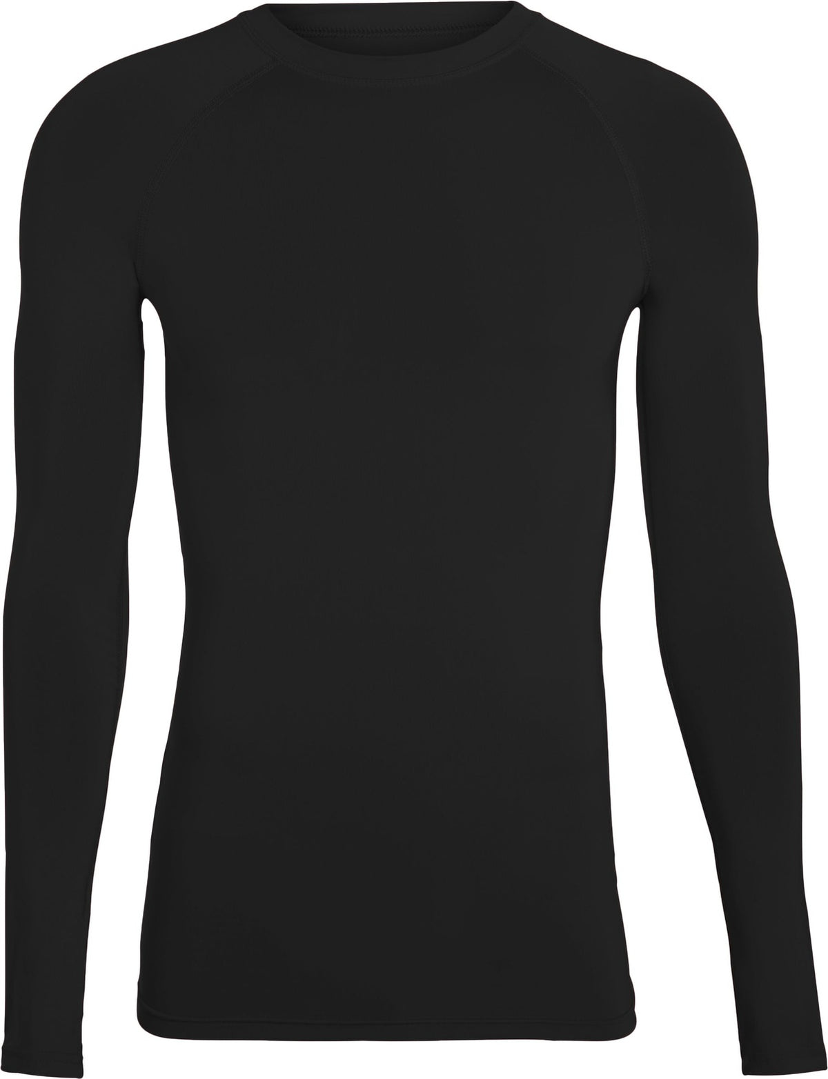 Front View of BLACK HYPERFORM LS COMPRESSION SHIRT