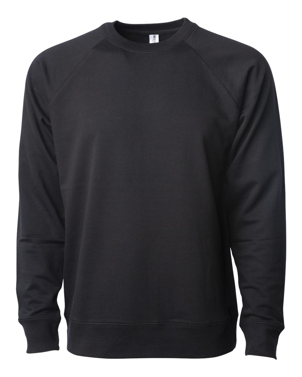 Front View of Black Icon Lightweight Loopback Terry Crewneck Sweatshirt - SS1000C