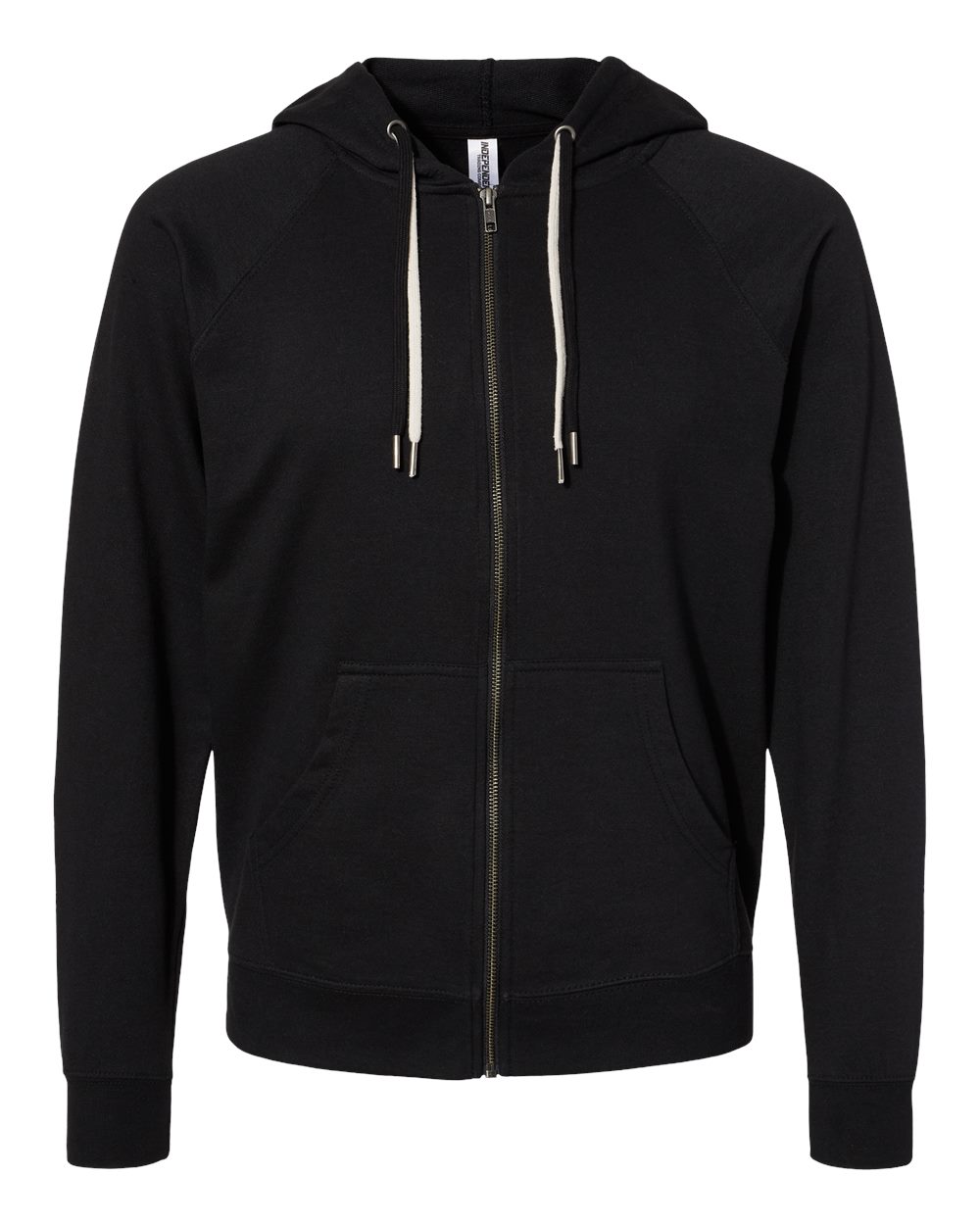 Front View of Black Icon Lightweight Loopback Terry Full-Zip Hooded Sweatshirt - SS1000Z