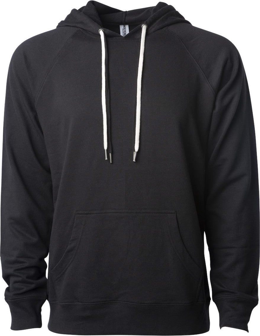 Front View of Black Icon Lightweight Loopback Terry Hooded Sweatshirt - SS1000