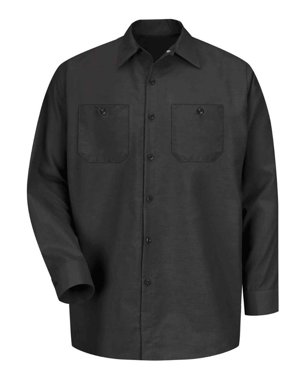 Front View of Black Industrial Long Sleeve Work Shirt - SP14
