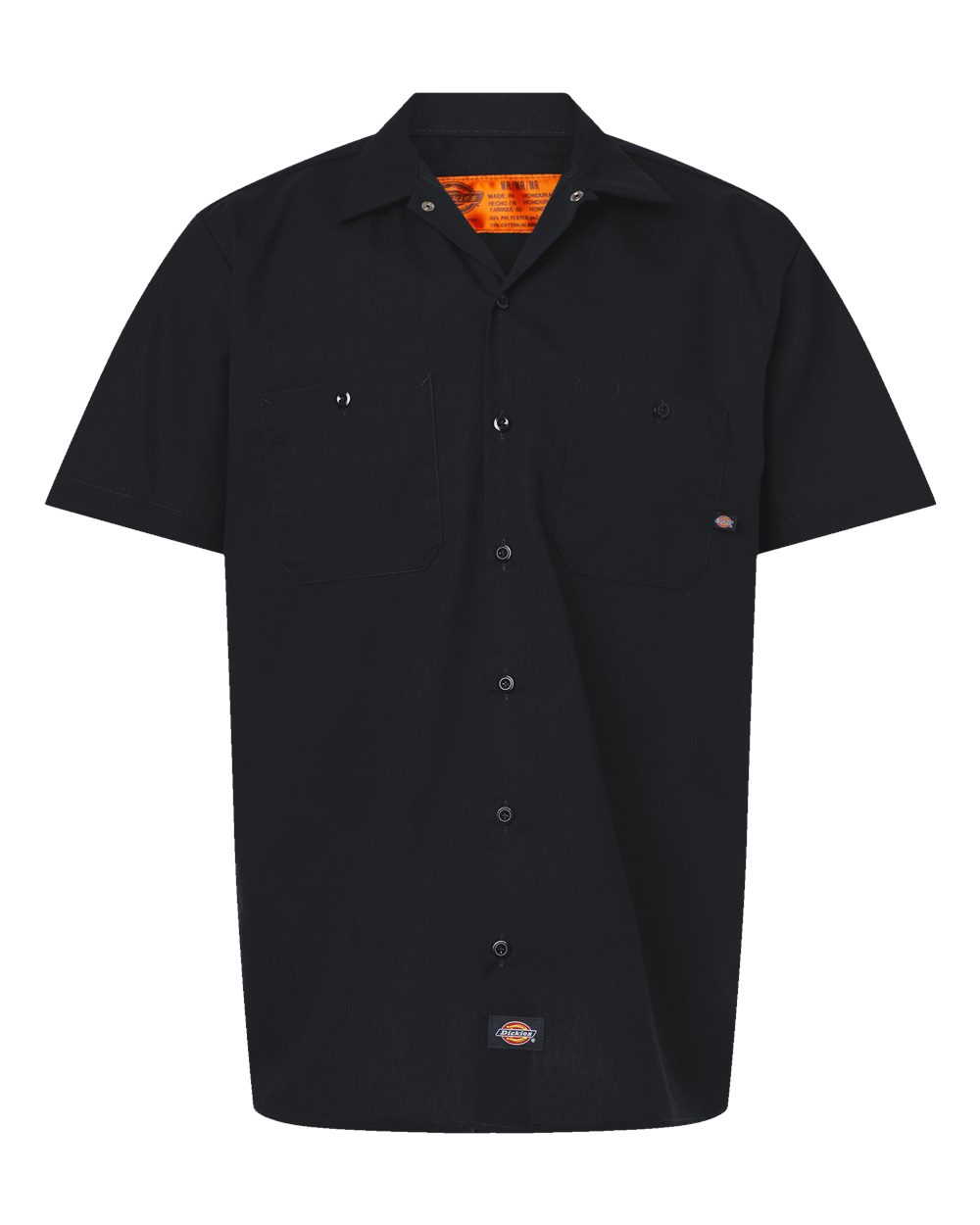 Front View of Black Industrial Short Sleeve Work Shirt - S535