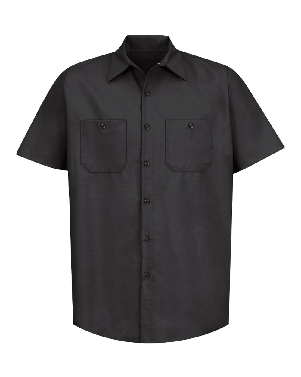 Front View of Black Industrial Short Sleeve Work Shirt - SP24