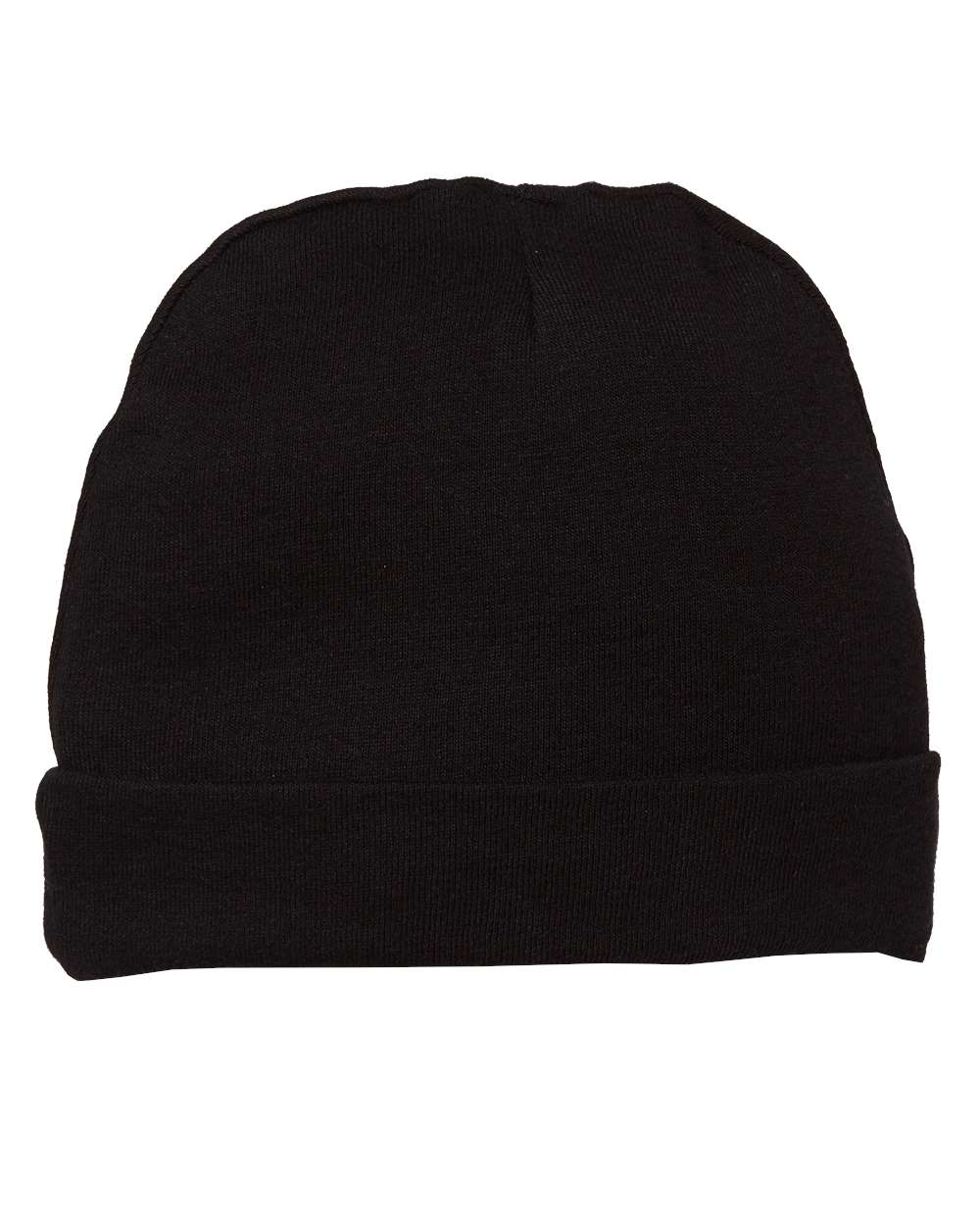 Front View of Black Infant Baby Rib Beanie - 4451