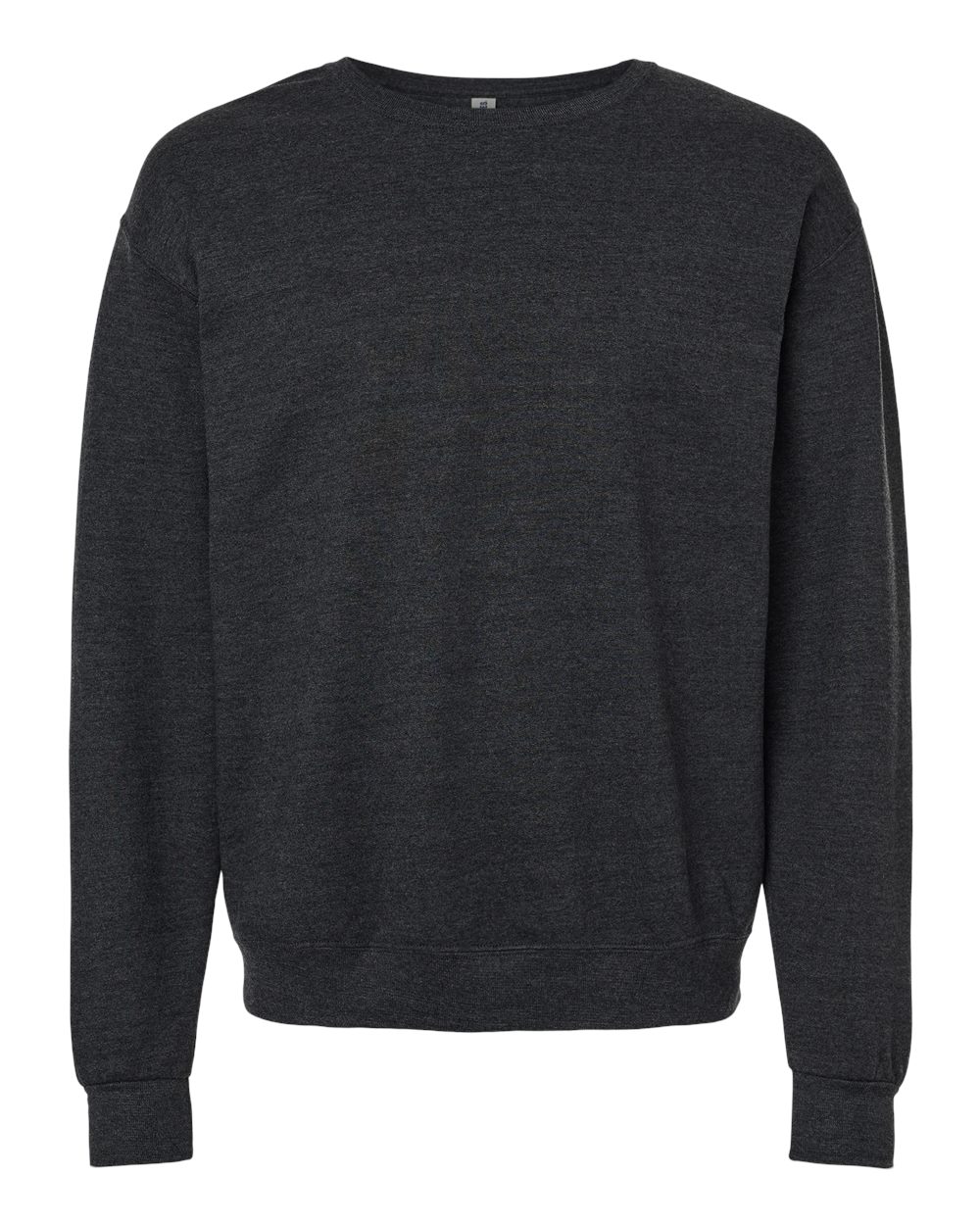 Front View of Black Ink Heather Ultimate CVC Crewneck Sweatshirt - IC48MR