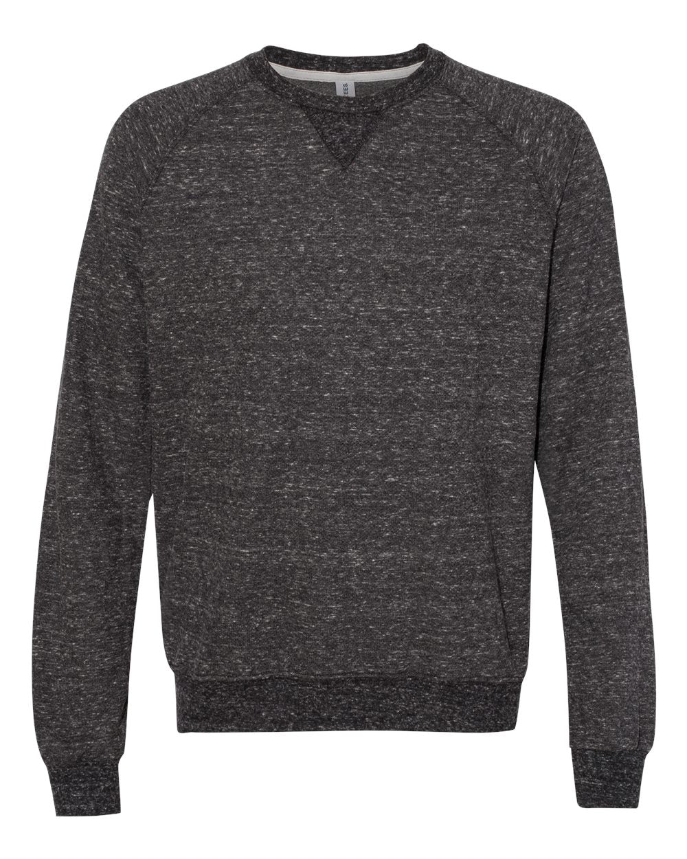 Front View of Black Ink Snow Heather French Terry Crewneck Sweatshirt - 91MR