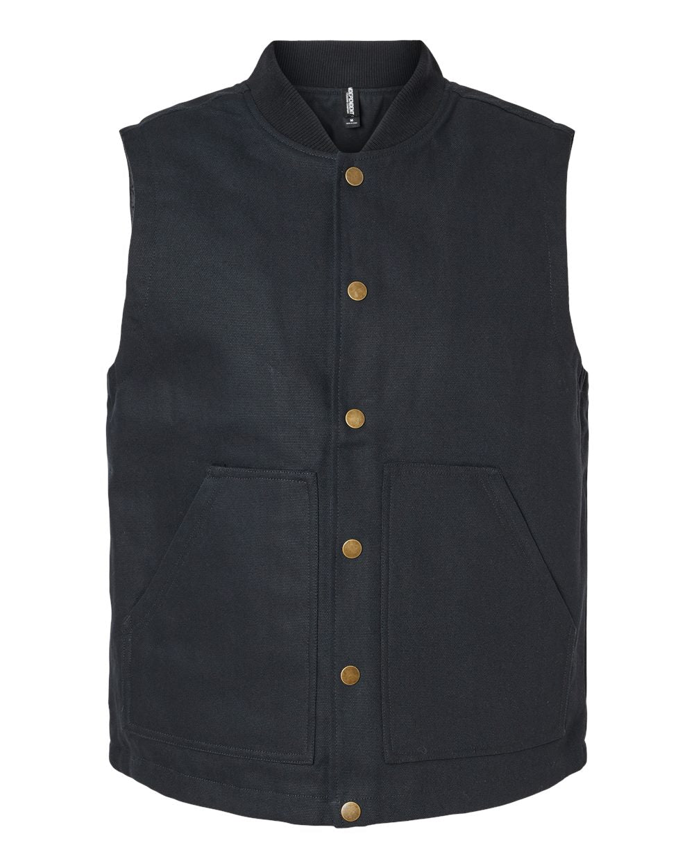 Front View of Black Insulated Canvas Workwear Vest - EXP560V