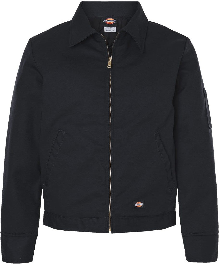 Front View of Black Insulated Industrial Eisenhower Jacket - TJ55