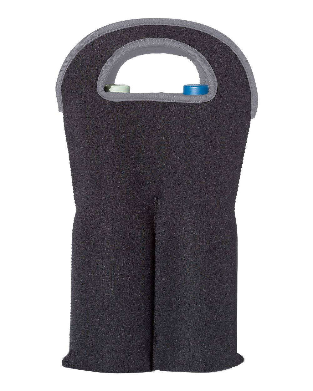 Front View of Black Insulated Neoprene Double Wine Tote - OAD020