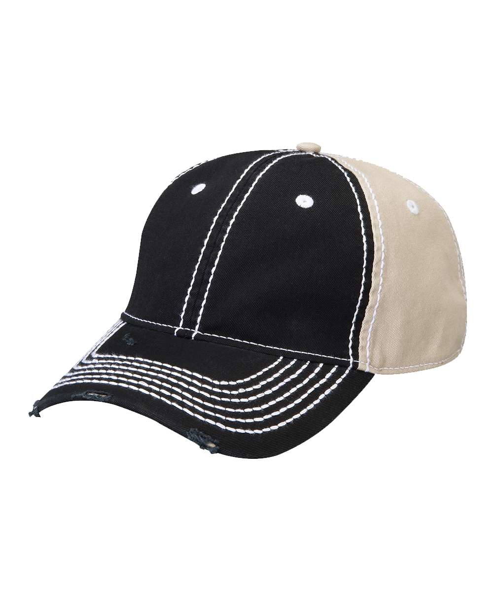 Front View of Black/ Khaki Rambler Cap - RM102