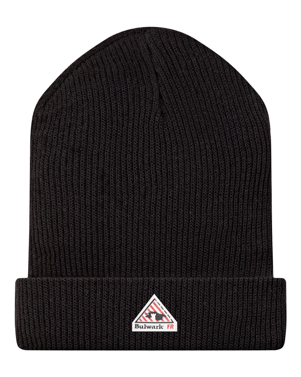 Front View of Black Knit Beanie - HMC2