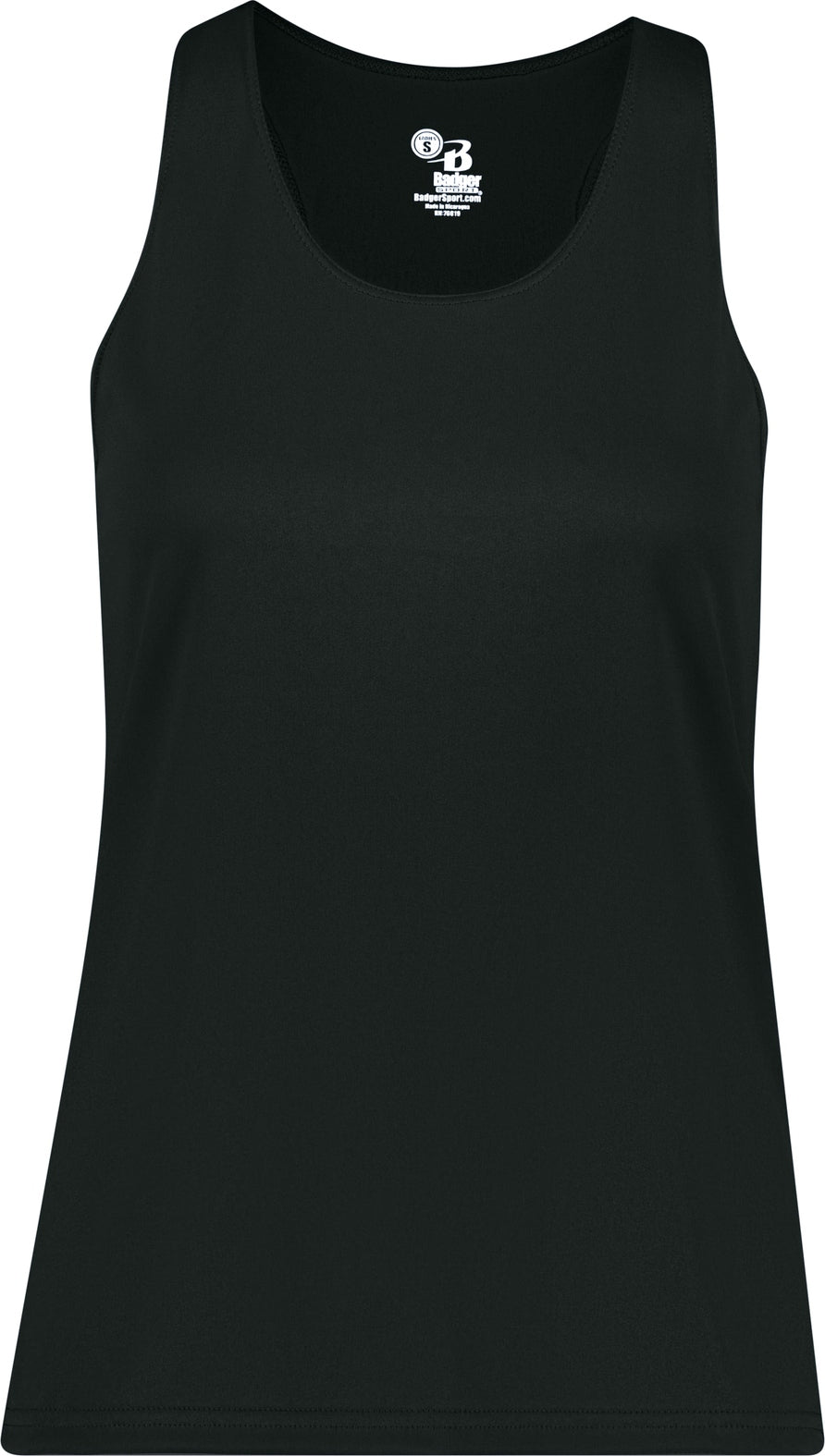 Front View of BLACK LADIES' RACERBACK TANK