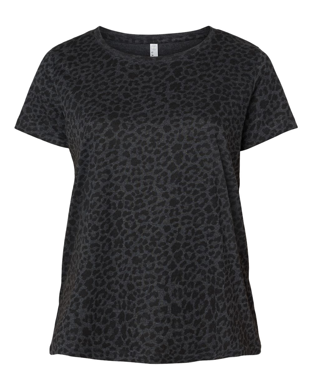 Front View of Black Leopard Curvy Collection Women's Fine Jersey Tee - 3816