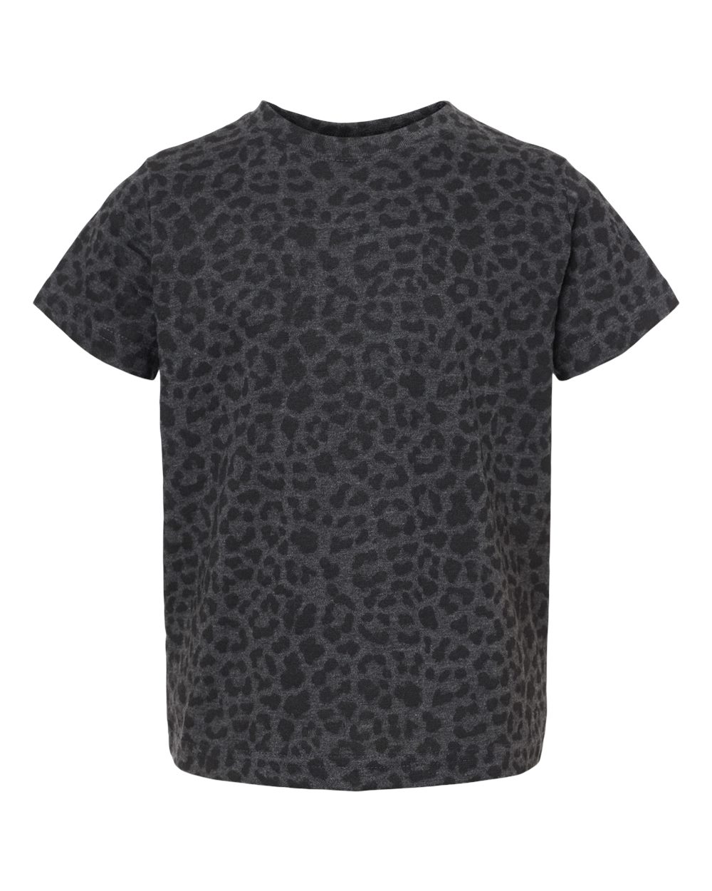 Front View of Black Leopard Toddler Fine Jersey Tee - 3321