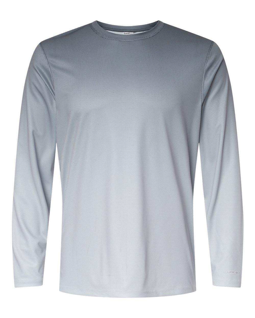 Front View of Black/ Light Charcoal Barbados Performance Pin Dot Long Sleeve T-Shirt - 225