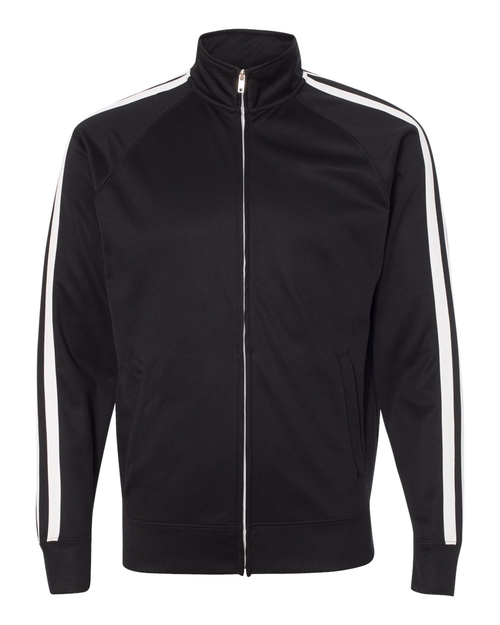 Front View of Black Lightweight Poly-Tech Full-Zip Track Jacket - EXP70PTZ