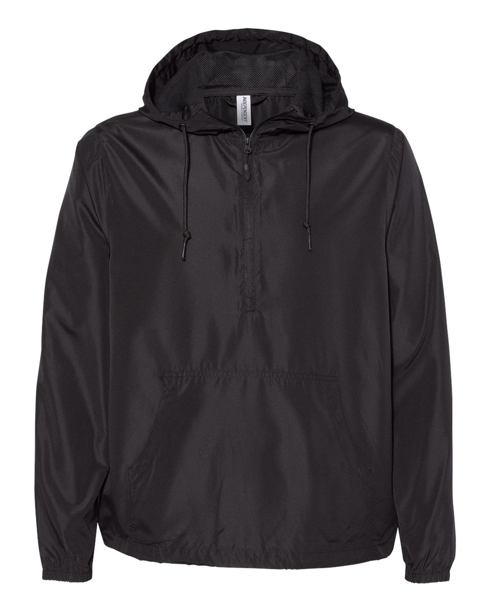 Front View of Black Lightweight Quarter-Zip Windbreaker Pullover Jacket - EXP54LWP