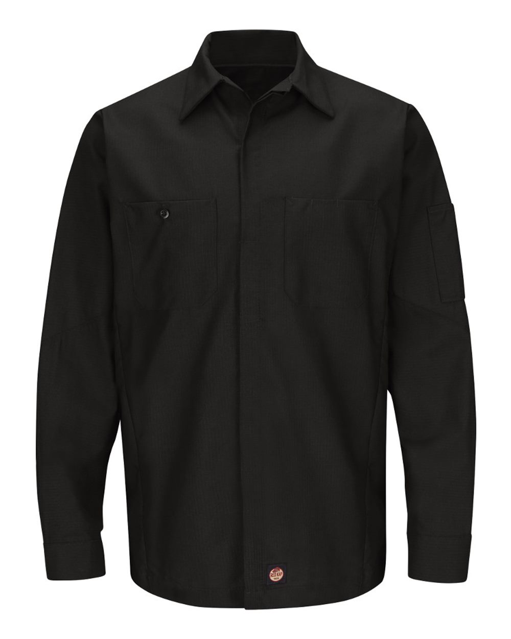Front View of Black Long Sleeve Automotive Crew Shirt - Tall Sizes - SY10T