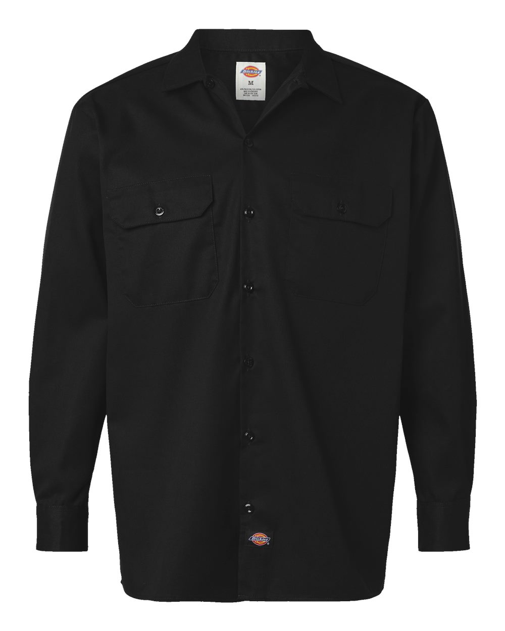Front View of Black Long Sleeve Work Shirt - Tall Sizes - 5574T