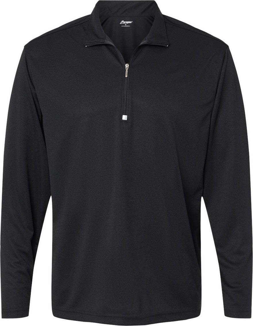 Front View of Black Malibu Performance Quarter-Zip Pullover - 350