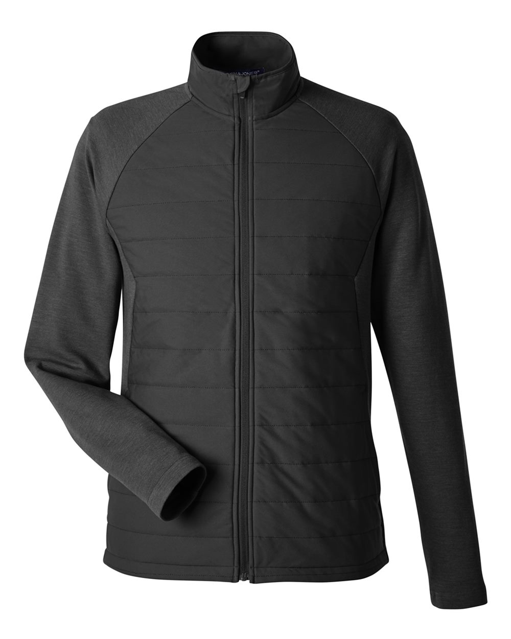 Front View of Black/ Melange Black Men&#39;s New Classics® Charleston Hybrid Jacket - DG704