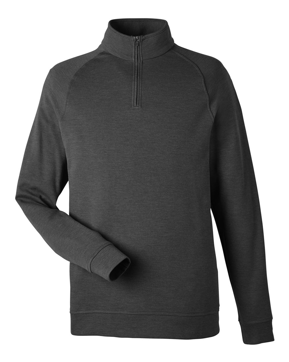 Front View of Black Melange Men's New Classics® Charleston Quarter-Zip Pullover - DG481