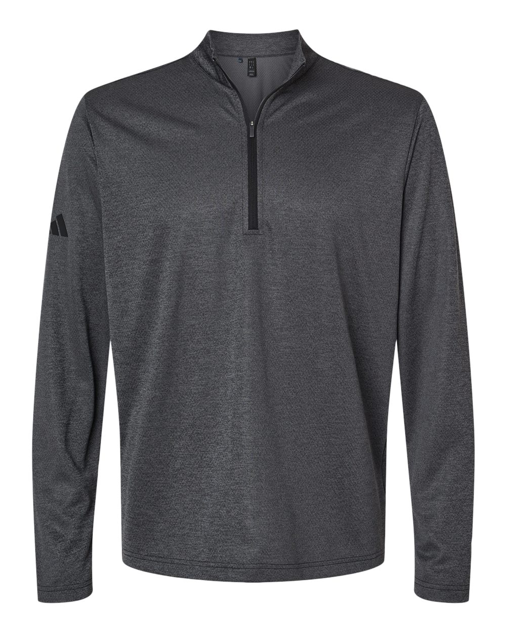 Front View of Black Melange Space Dyed Quarter-Zip Pullover - A593 plain