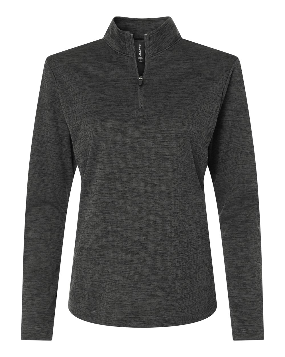 Front View of Black Melange Women's Pro-Lock Performance Mélange Quarter-Zip Pullover - 4HM70L plain