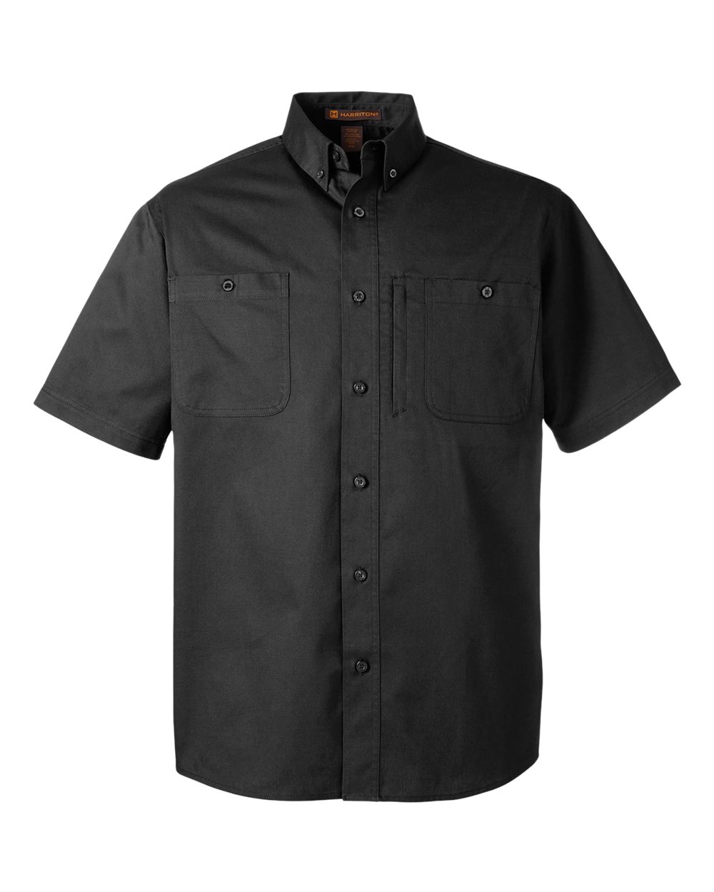 Front View of Black Men's Advantage IL Short Sleeve Work Shirt - M585