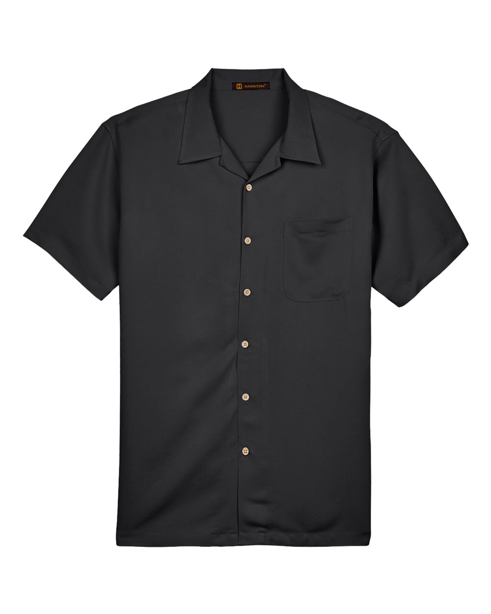 Front View of Black Men's Bahama Cord Camp Shirt - M570