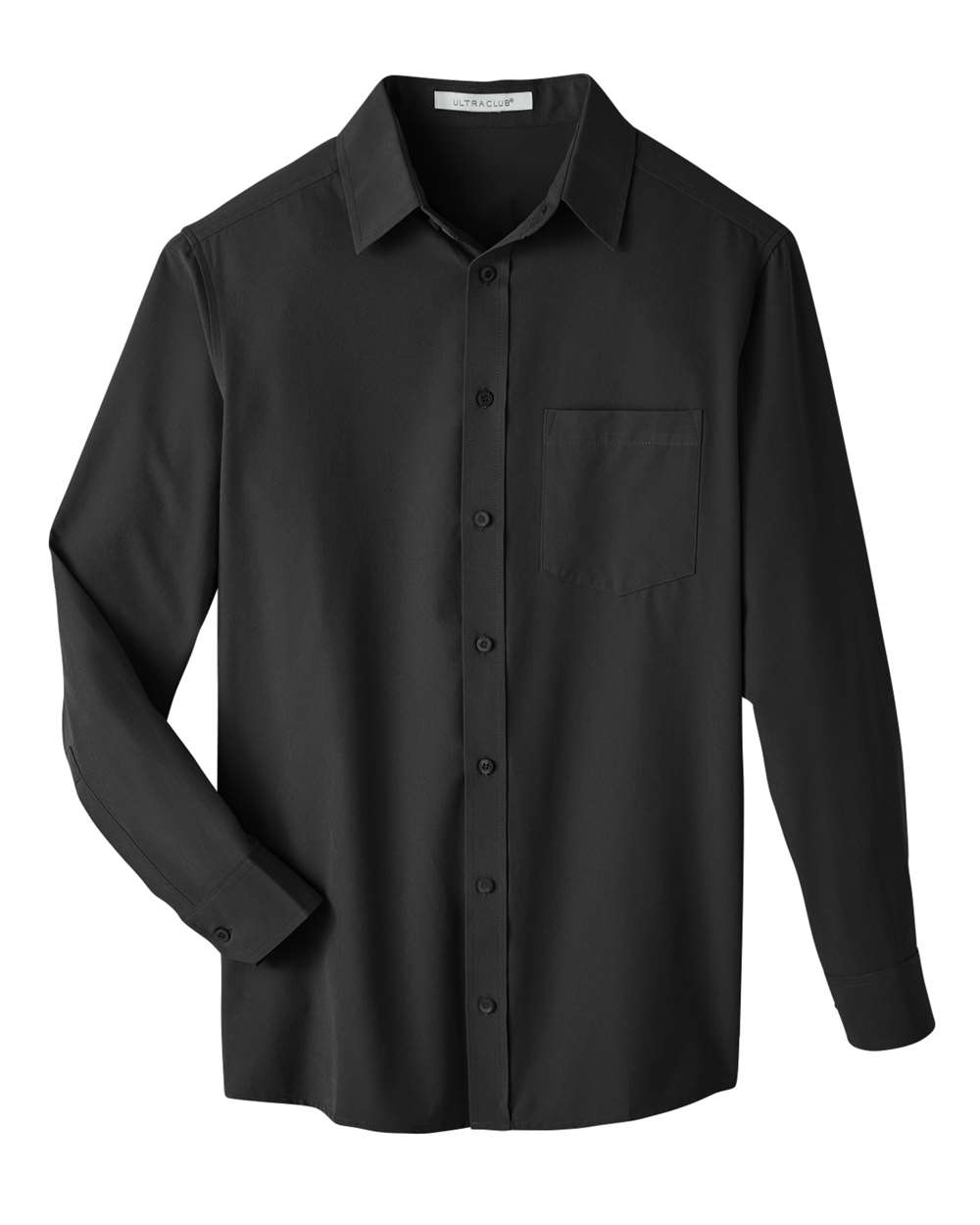 Front View of Black Men's Bradley Performance Woven Shirt - UC500