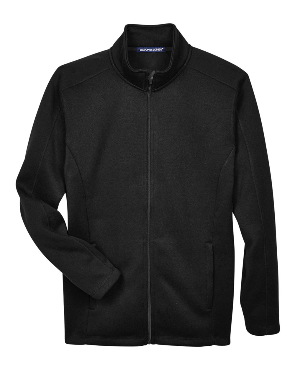 Front View of Black Men's Bristol Full-Zip Sweater Fleece Jacket - DG793