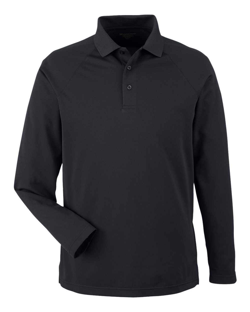 Front View of Black Men&#39;s Charge Snag and Soil Protect Long Sleeve Polo - M208L