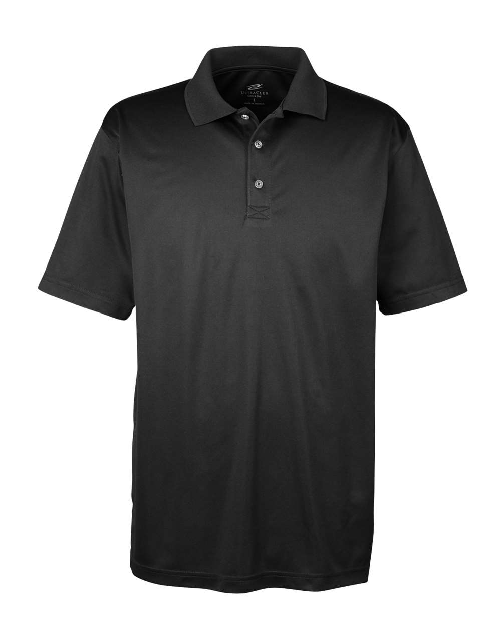 Front View of Black Men's Cool & Dry Sport Polo - 8405