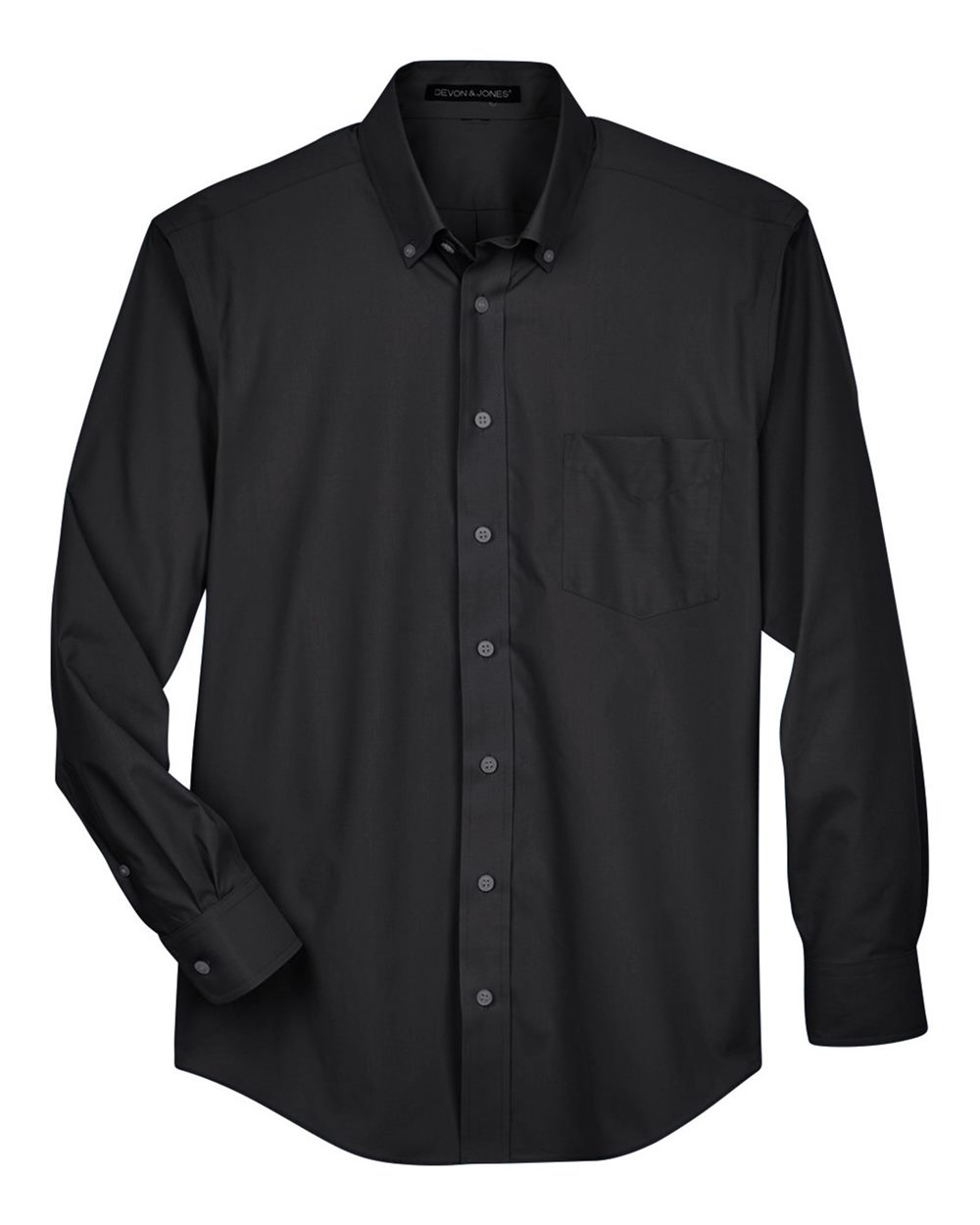 Front View of Black Men's Crown Collection® Broadcloth Woven Dress Shirt - D620