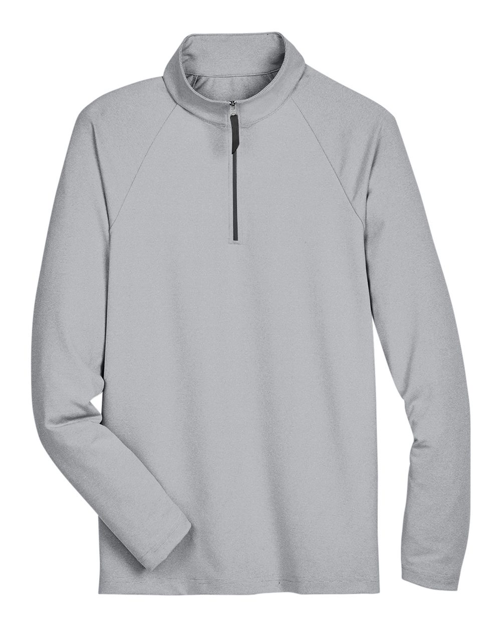 Front View of Black Men's CrownLux Performance® Clubhouse Micro-Stripe Quarter-Zip Pullover - DG480