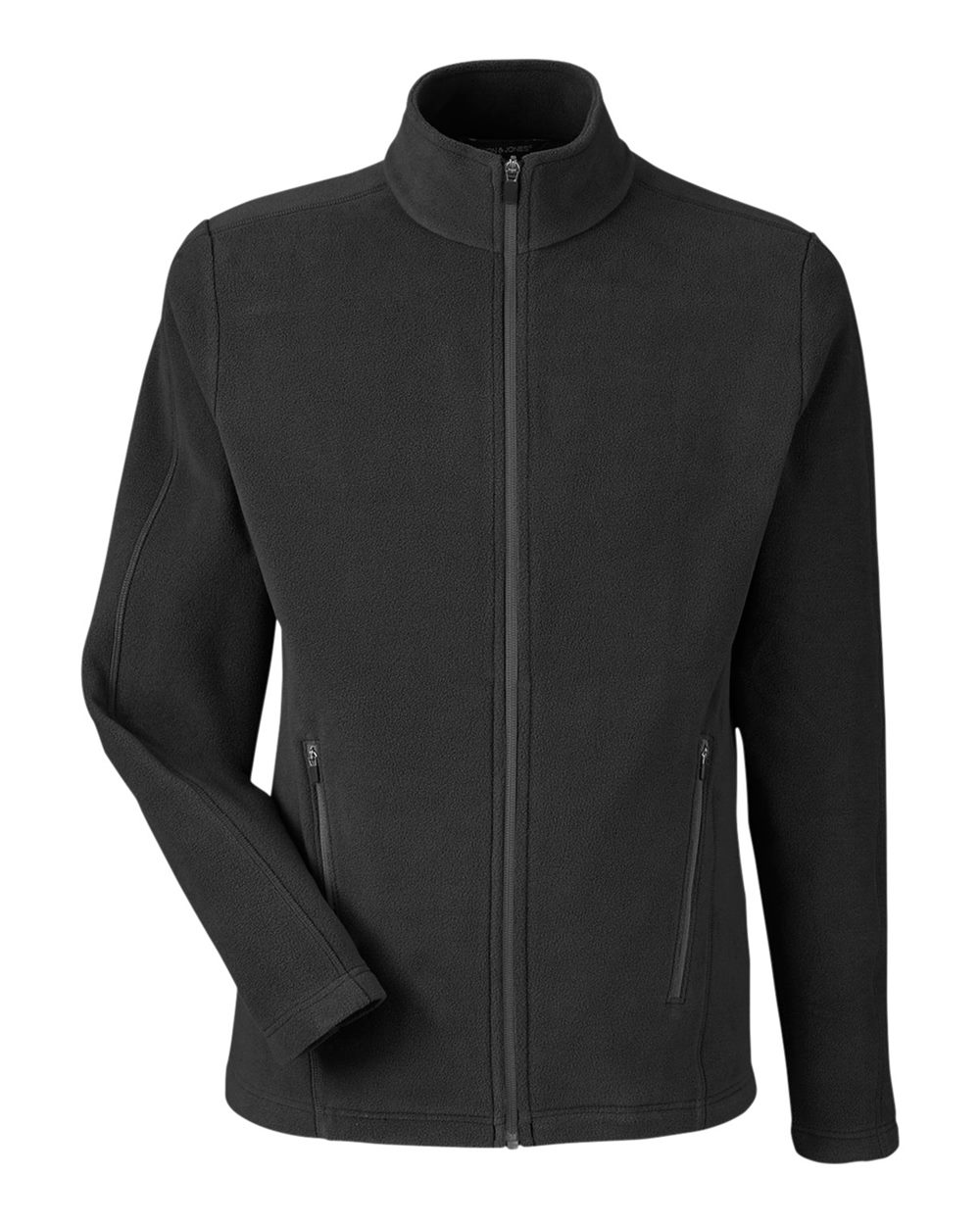 Front View of Black Men's CrownLux Performance® Fleece Full-Zip Jacket - DG730