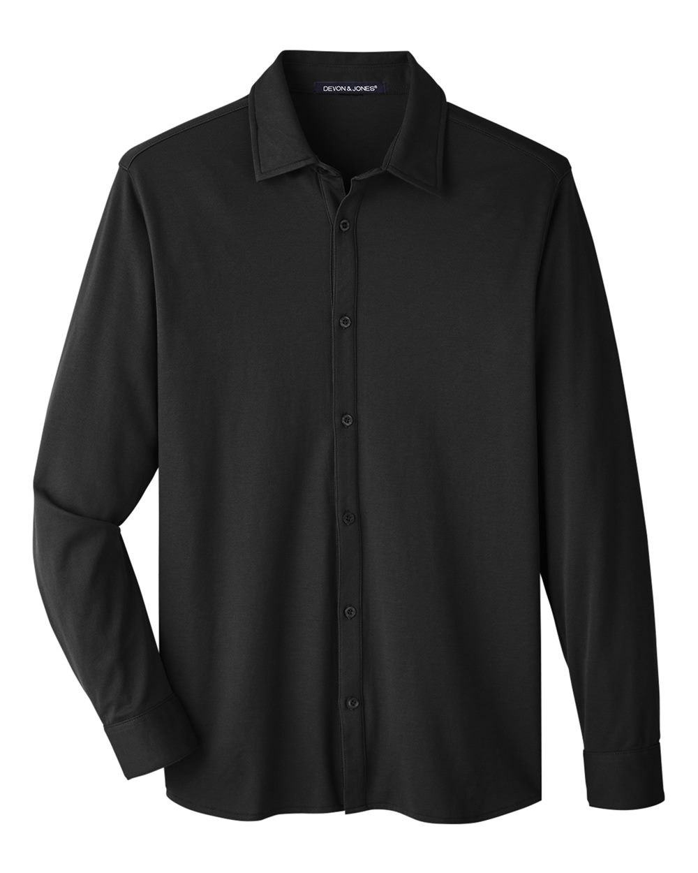 Front View of Black Men's CrownLux Performance® Plaited Dress Shirt - DG20Z