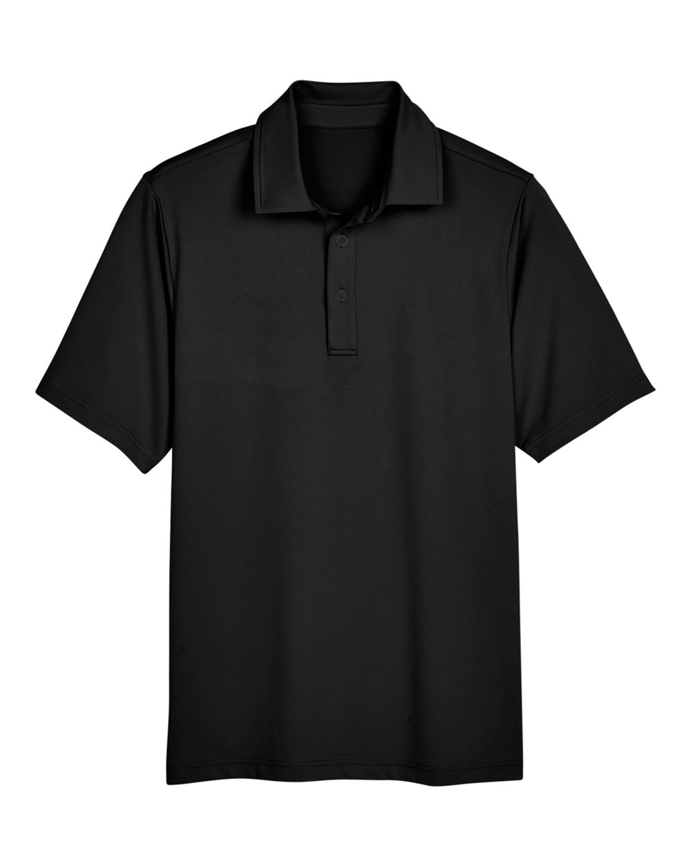 Front View of Black Men's CrownLux Performance® Range Flex Polo - DG21