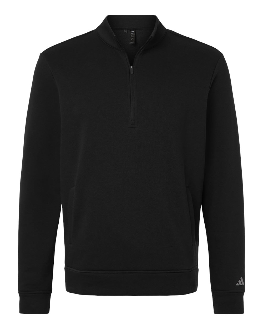 Front View of Black Men's Elevated Fleece Quarter-Zip Pullover - A721 plain