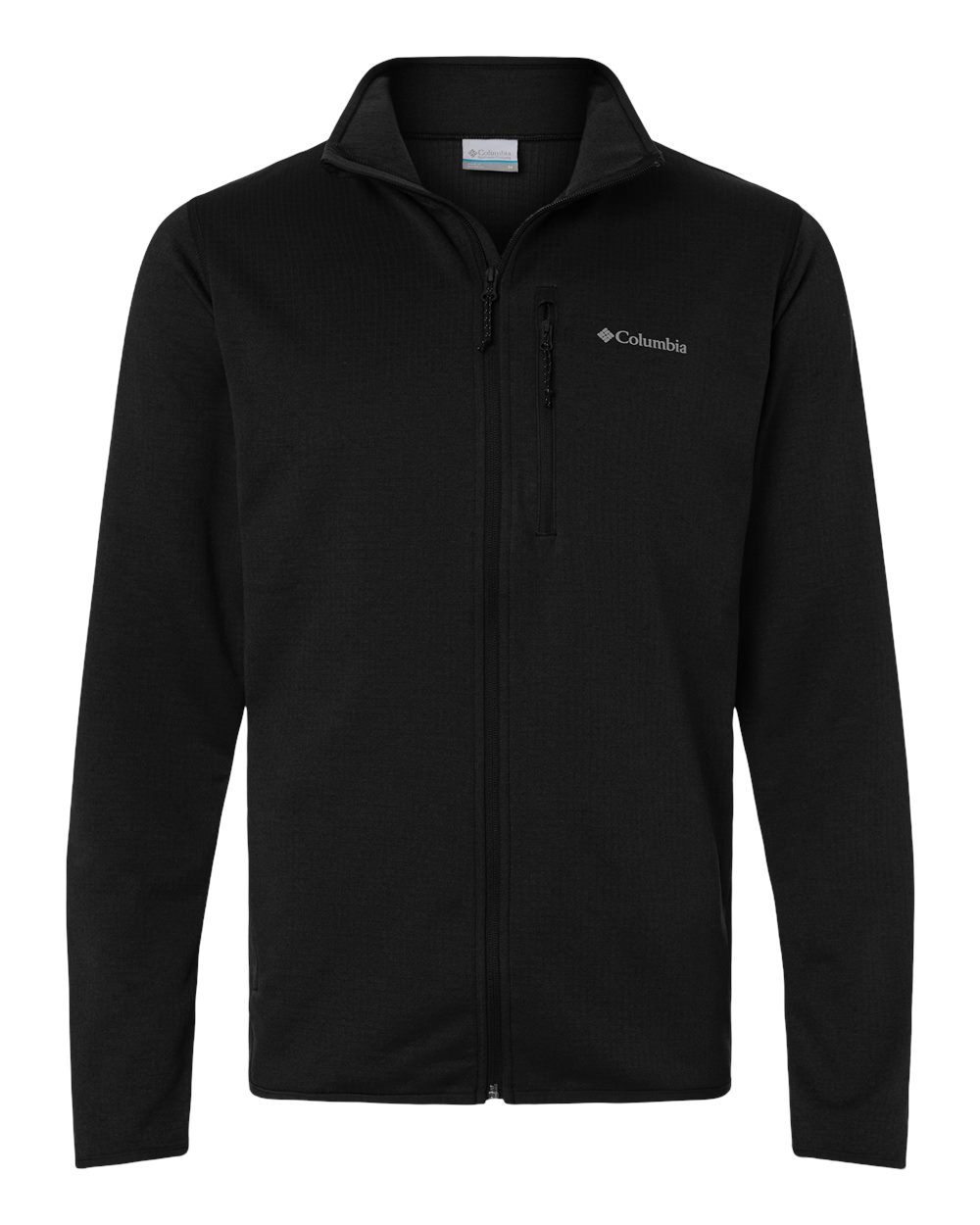 Front View of Black Men&#39;s Essential Hike™ Grid Fleece Full-Zip - 213684