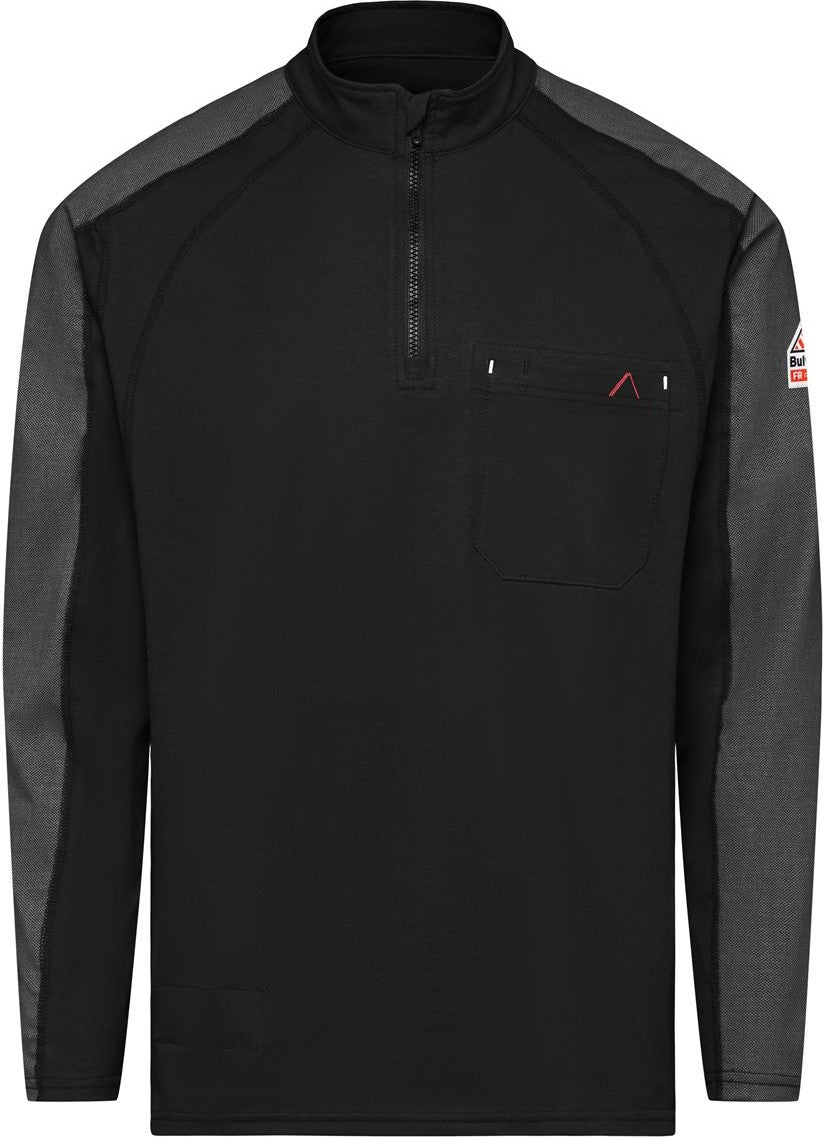 Front View of Black Men's Flex Knit Quarter-Zip Pullover - STZ2