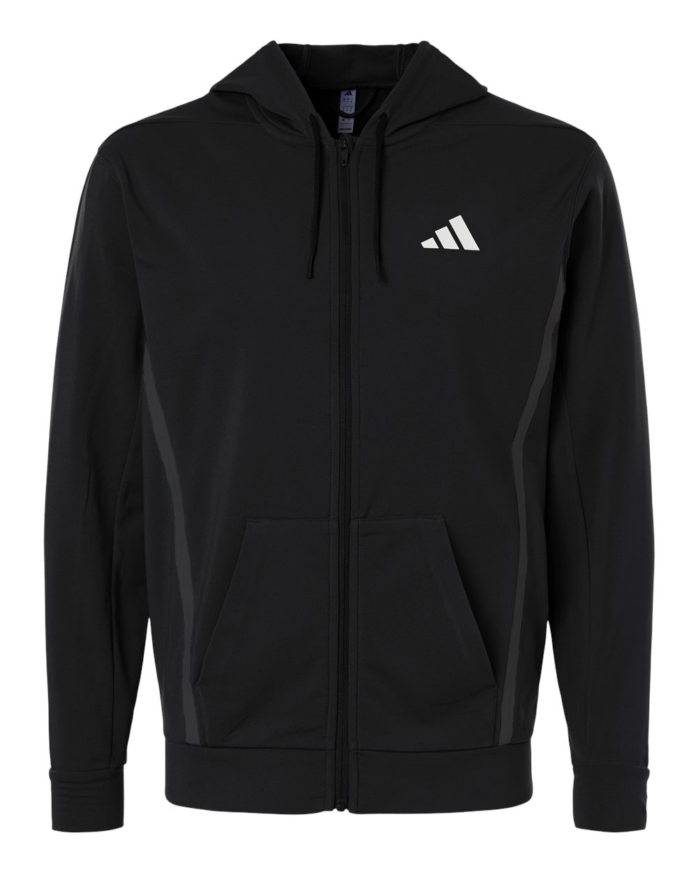 Front View of Black Men's Game & Go Fleece Full-Zip Hooded Sweatshirt - AT208 plain