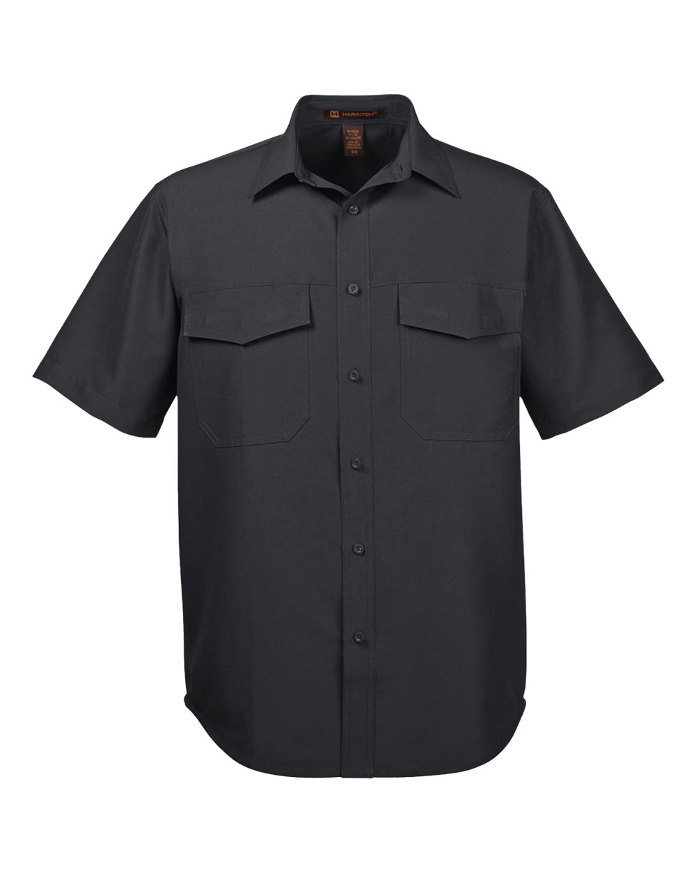 Front View of Black Men's Key West Short Sleeve Performance Staff Shirt - M580