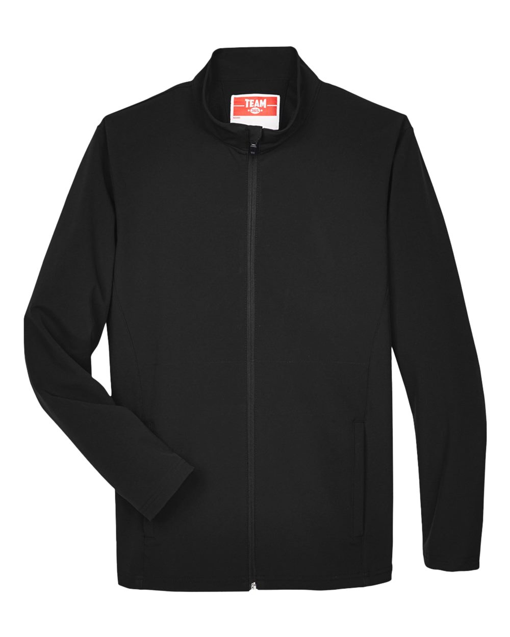 Front View of Black Men's Leader Soft Shell Jacket - TT80