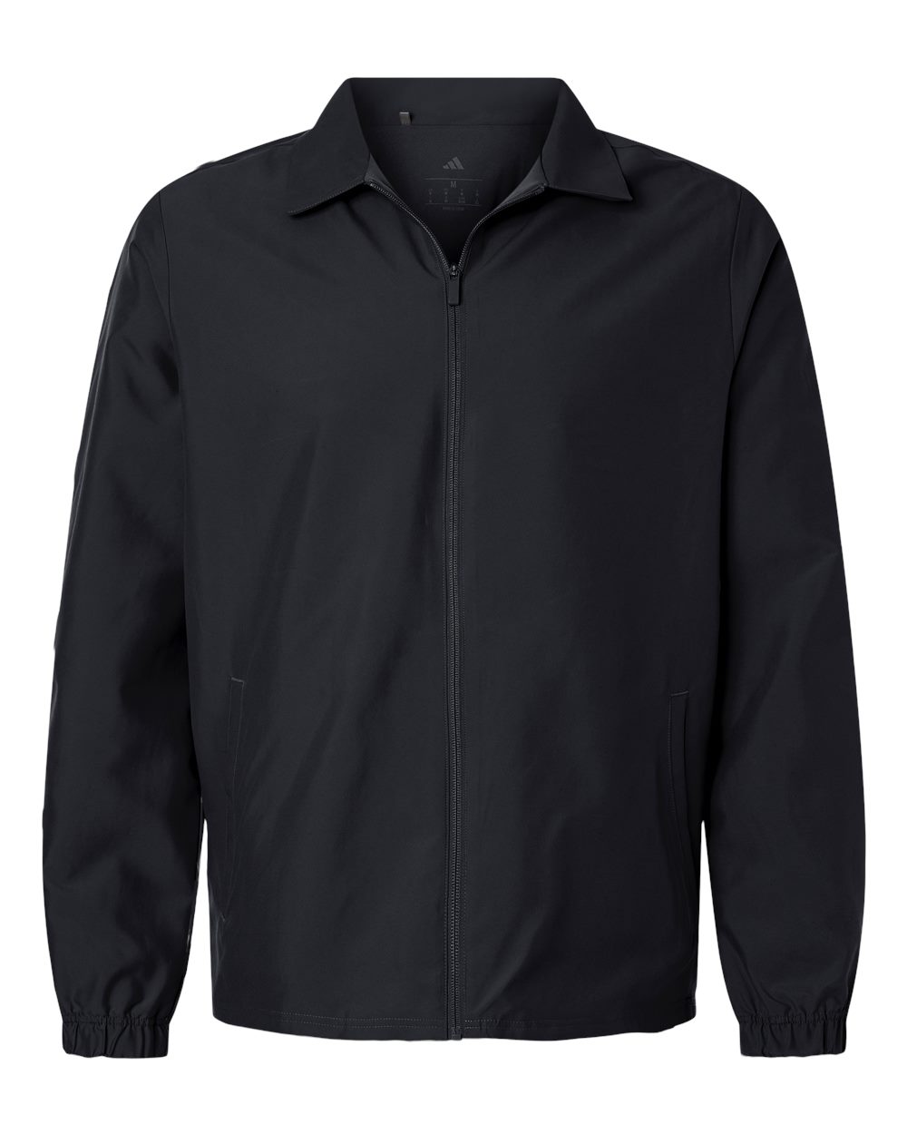Front View of Black Men&#39;s Lifestyle Full-Zip Jacket - A714