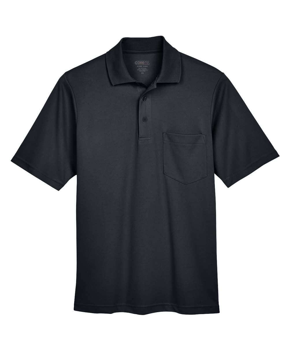 Front View of Black Men's Origin Performance Piqué Polo with Pocket - 88181P
